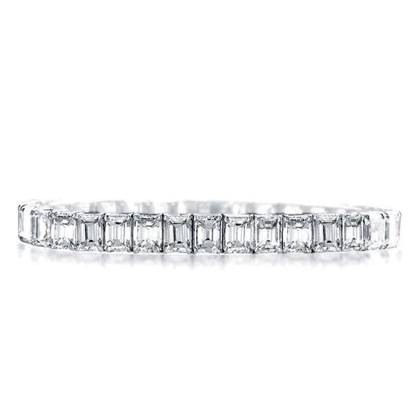 Emerald Cut Sterling Silver Tennis Bracelet (21 CT TW, 6-9 Inch)