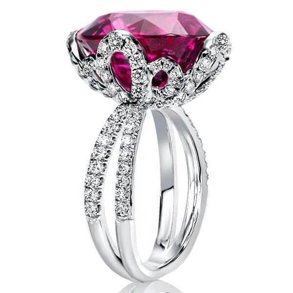 Flower Design Oval Engagement Ring | 925 Sterling Silver Rhodium Plated
