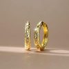 18K Gold Plated Sterling Silver Hoop Earrings with Brilliant Stones (Hinged Back)