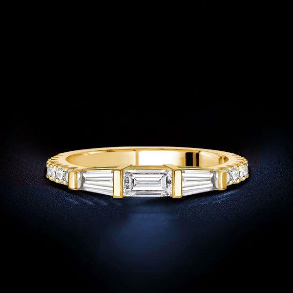Baguette Wedding Band for Women - Dainty Anniversary Ring in Sterling Silver