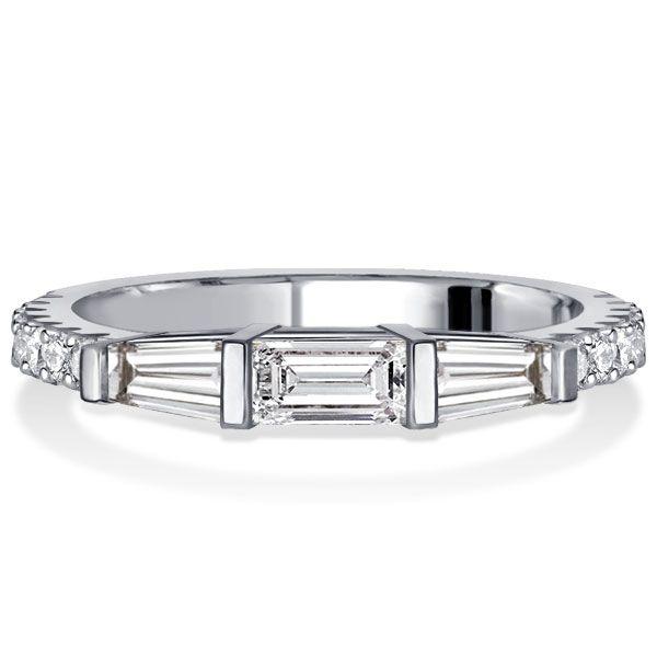 Baguette Wedding Band for Women - Dainty Anniversary Ring in Sterling Silver