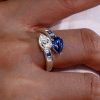 Pear Cut Toi Et Moi Ring with Blue Sapphire and Sterling Silver Setting
