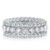 Round Cut Cubic Zirconia Triple Row Eternity Wedding Band in Sterling Silver