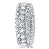 Round Cut Cubic Zirconia Triple Row Eternity Wedding Band in Sterling Silver