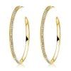 18K Gold Plated Sterling Silver Round Cut Hoop Earrings with Pavé Stones for Women