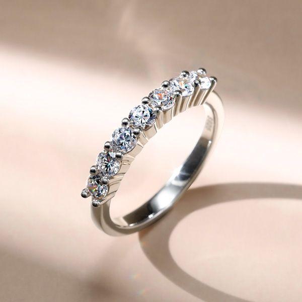Sterling Silver Half Eternity White Sapphire Wedding Band