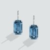 Emerald Cut Blue Drop Earrings - 925 Sterling Silver Dangle Earrings for Women
