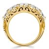 5 Stone Cushion Cut Half Eternity Band Anniversary Ring, 18K Gold Plated Sterling Silver