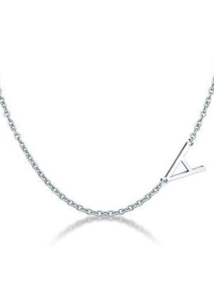 Personalized 925 Sterling Silver Initial Letter Necklace - Alphabet Pendant