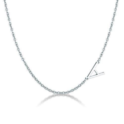 Personalized 925 Sterling Silver Initial Letter Necklace - Alphabet Pendant