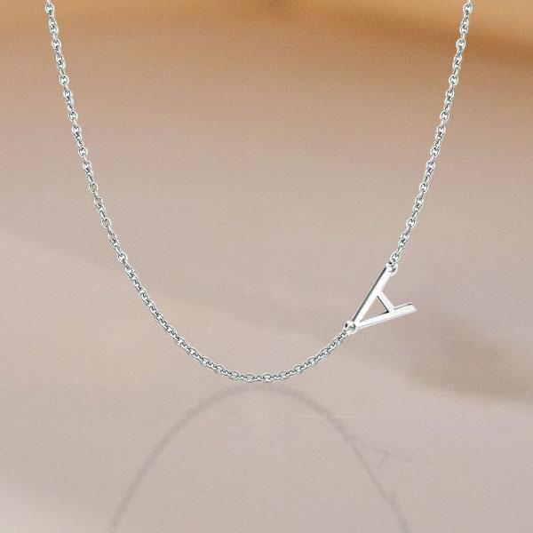 Personalized 925 Sterling Silver Initial Letter Necklace - Alphabet Pendant