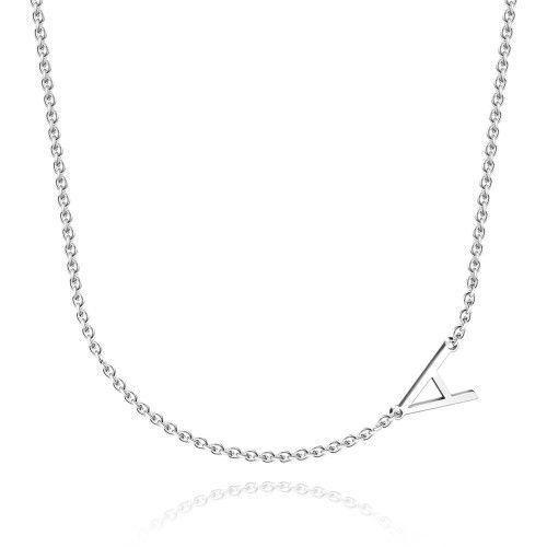 Personalized 925 Sterling Silver Initial Letter Necklace - Alphabet Pendant