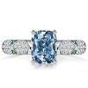 Cushion Cut Blue Topaz Engagement Ring in Pave Sterling Silver Setting