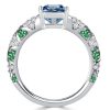 Cushion Cut Blue Topaz Engagement Ring in Pave Sterling Silver Setting