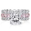 Pink & White Sapphire 925 Sterling Silver 3PC Wedding Ring Set