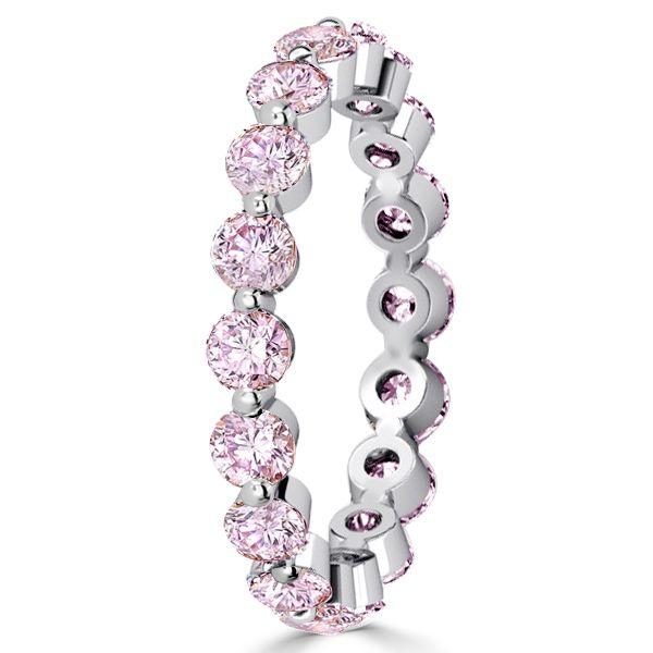 Pink & White Sapphire 925 Sterling Silver 3PC Wedding Ring Set