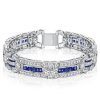 Vintage-Inspired White & Blue Sapphire Bracelet for Women in Sterling Silver
