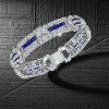 Vintage-Inspired White & Blue Sapphire Bracelet for Women in Sterling Silver