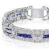Vintage-Inspired White & Blue Sapphire Bracelet for Women in Sterling Silver