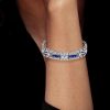 Vintage-Inspired White & Blue Sapphire Bracelet for Women in Sterling Silver