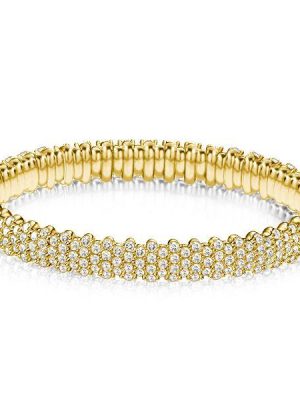 Golden Pave Eternity Bangle Bracelet - 18K Gold Plated Sterling Silver