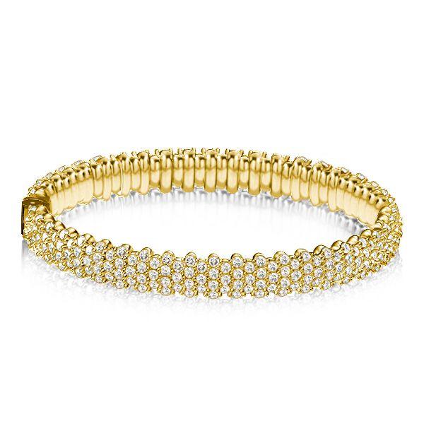 Golden Pave Eternity Bangle Bracelet - 18K Gold Plated Sterling Silver
