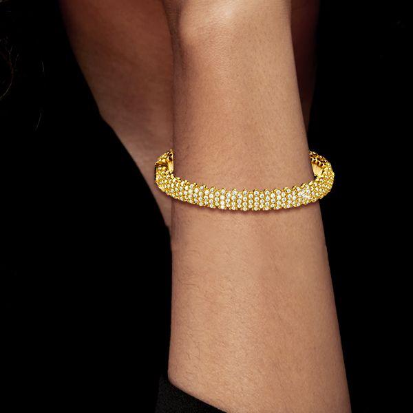 Golden Pave Eternity Bangle Bracelet - 18K Gold Plated Sterling Silver