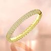 Golden Pave Eternity Bangle Bracelet - 18K Gold Plated Sterling Silver