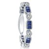 Vintage Milgrain Sterling Silver Wedding Band with Created Sapphire