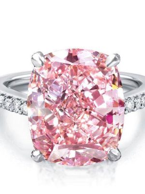 Pink Simulated Diamond Hidden Halo Engagement Ring - Sterling Silver