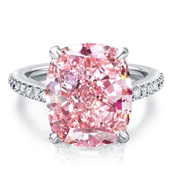 Pink Simulated Diamond Hidden Halo Engagement Ring - Sterling Silver