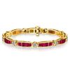 Baguette Ruby Bracelet - 18K Gold Plated Sterling Silver Bezel Setting - Wedding Jewelry