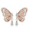 Sterling Silver Drop Earrings with White Sapphire Butterfly Dangle for Women