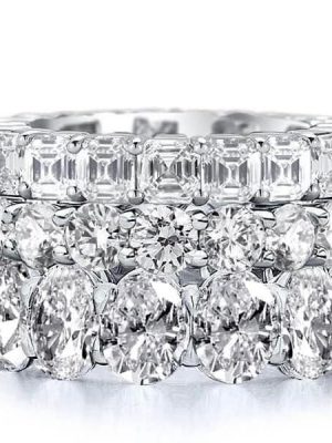 Triple Row Eternity Stackable Band Set, Created White Sapphire in 925 Sterling Silver