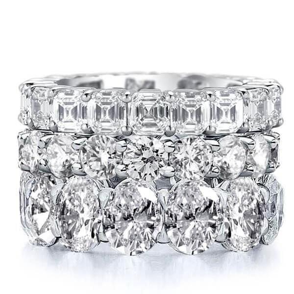 Triple Row Eternity Stackable Band Set, Created White Sapphire in 925 Sterling Silver