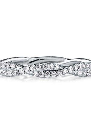 925 Sterling Silver Twisted Wedding Band for Women with Rhodium Finish
