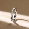 925 Sterling Silver Twisted Wedding Band for Women with Rhodium Finish
