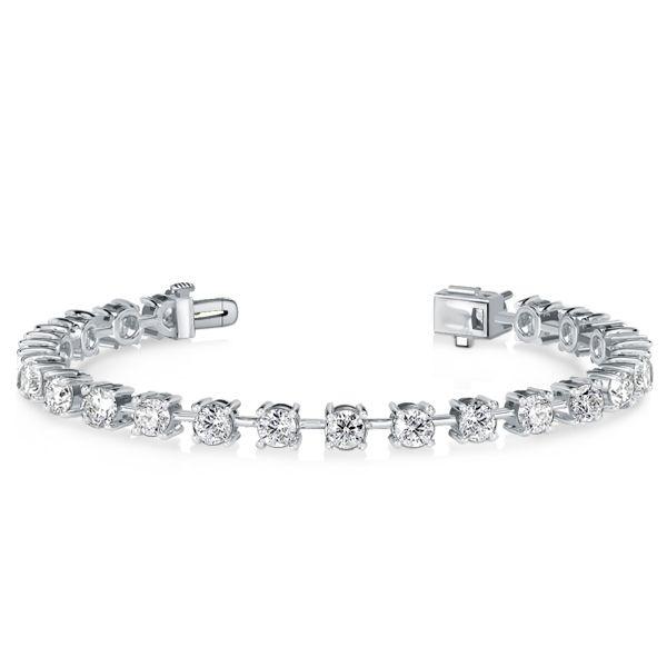 White Sapphire Tennis Bracelet - Sterling Silver Round Cut - 6, 7, 8, 9 Inch