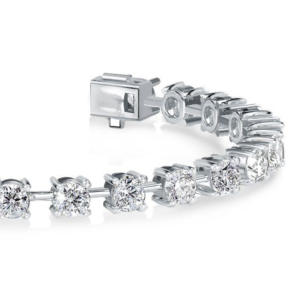 White Sapphire Tennis Bracelet - Sterling Silver Round Cut - 6, 7, 8, 9 Inch