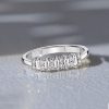 Sterling Silver Wedding Band Ring for Women with Round and Baguette Cut Diamonds (0.57 CT. TW.)