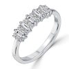 Sterling Silver Wedding Band Ring for Women with Round and Baguette Cut Diamonds (0.57 CT. TW.)