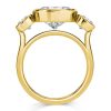 Cushion Cut 3 Stone Engagement Ring with Bezel Setting in 18K Gold Plated Sterling Silver