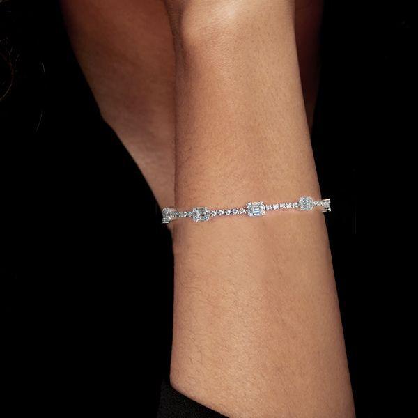 Sterling Silver Round & Baguette Cubic Zirconia Tennis Bracelet for Women