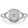 Personalized Initial Halo Signet Ring for Women - 18K Gold Plated Sterling Silver