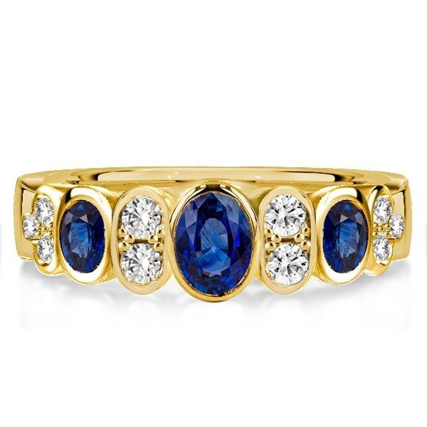 Cushion Cut Blue Sapphire Wedding Band | 3.75 CT. TW. | 18K Gold Plated Sterling Silver