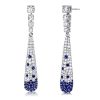Sterling Silver Blue Sapphire Pave Drop Earrings with Push Backing