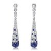 Sterling Silver Blue Sapphire Pave Drop Earrings with Push Backing