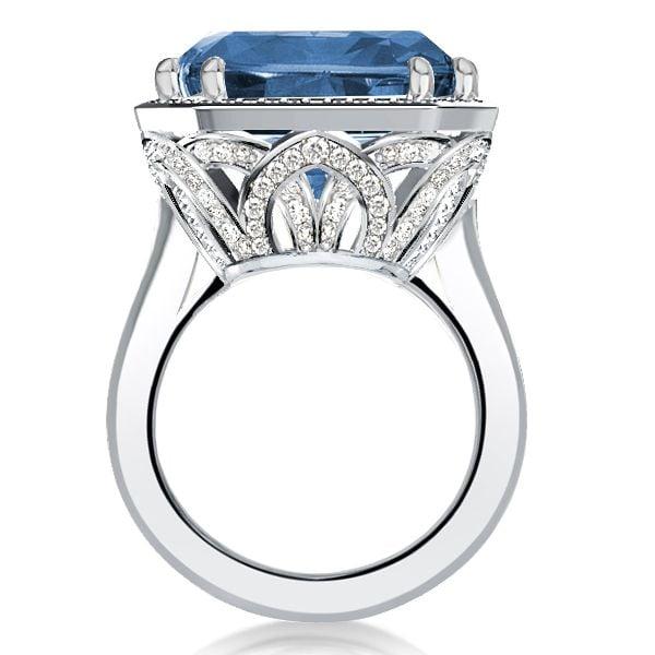 15.50 CT. Emerald Cut Engagement Ring in Rhodium-Plated Sterling Silver