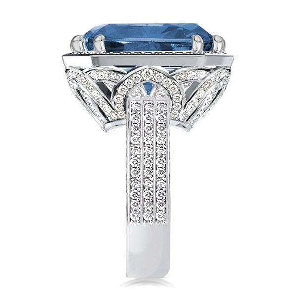 15.50 CT. Emerald Cut Engagement Ring in Rhodium-Plated Sterling Silver