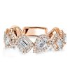 Rose Gold Pear & Emerald Halo Wedding Band - 18K Rose Gold Plated Sterling Silver